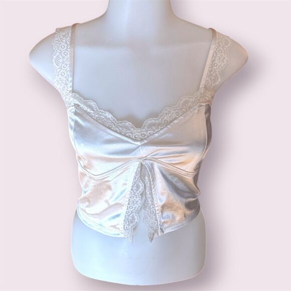 FOREVER 21 Satin Lace Corset Cami Coquette Balletcore Y2k Vibes Top - Picture 1 of 9